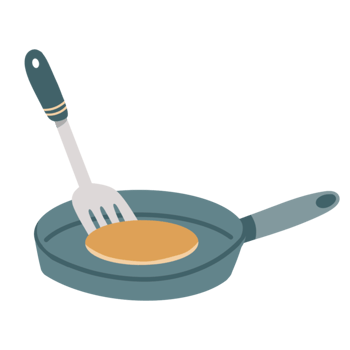 Cooking pancakes in a pan illustration png