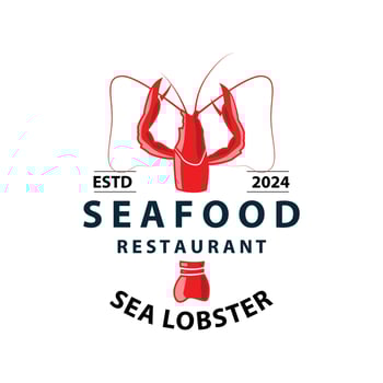 Sea animal lobster logo design vector minimalist vintage retro simple template brand of marine aquaculture and food product