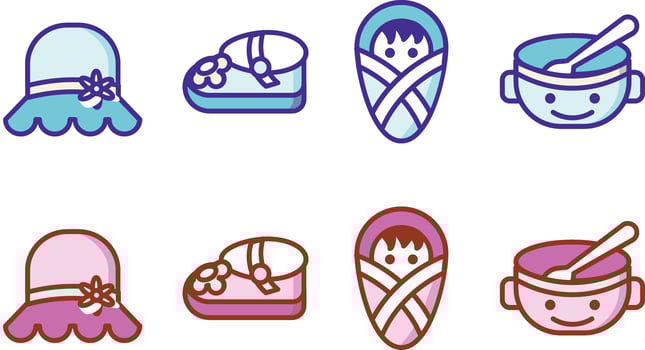 Baby shower and toys stuff vector illustration icon set