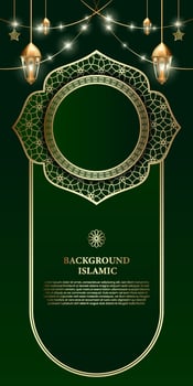 Islamic or Arabic background. luxury gold and green pattern color. additional elements of Islamic theme design vector
