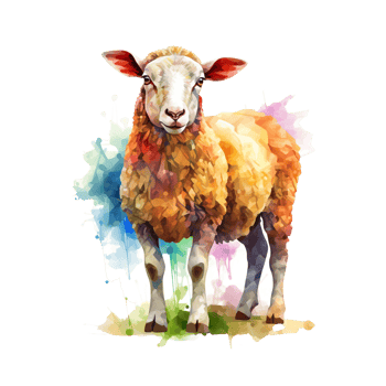 AI generated watercolor sheep illustration, transparent background png