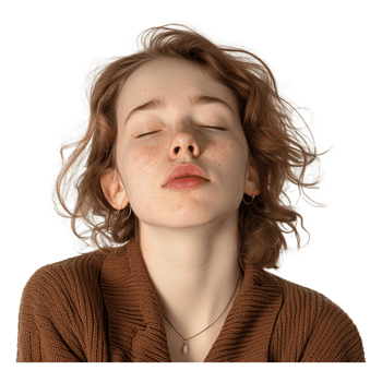 AI generated Young caucasian woman with tired expression png