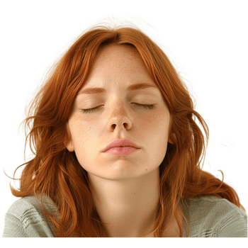 AI generated Young caucasian woman with tired expression png