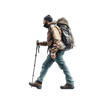 AI generated Tourist leads active healthy lifestyle walk on spare time Hiking trek rest travel trip concept png