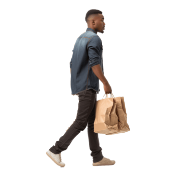 AI generated Young african american man carrying grocery bags png