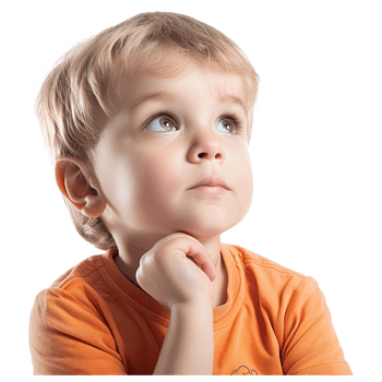 AI generated A picture of a little boy thinking png