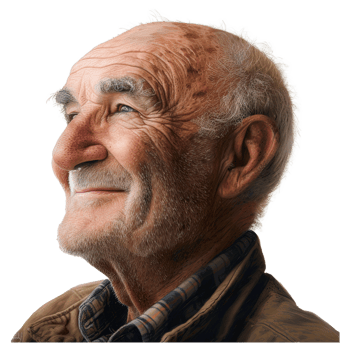 AI generated Close up portrait of happy older man looking away and smiling png
