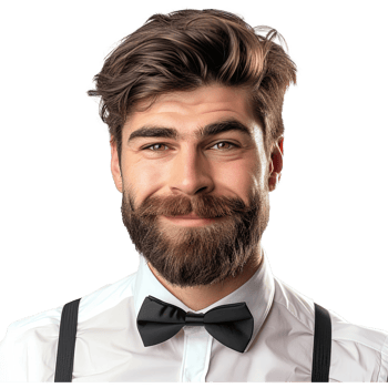 AI generated Happy young unshaven male in festive clothes has good mood png