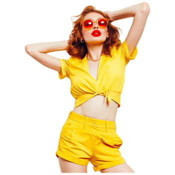 AI generated Portrait of a fashion girl going crazy in casual colorful clothes png