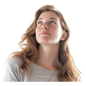 AI generated Thoughtful casual woman looking up png