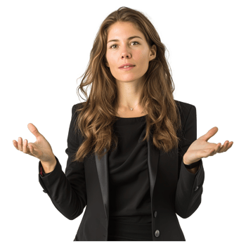 AI generated Young confident woman portrait of a confident businesswoman showing by hands png