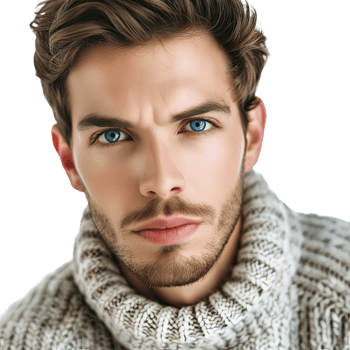 AI generated Young handsome man with blue eyes wearing casual sweater png