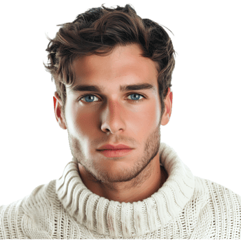 AI generated Young handsome man with blue eyes wearing casual sweater png