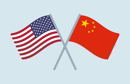 Vector United States and China Flags Illustration