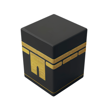 AI generated Holy Kaaba in Mecca, sacred Islamic pilgrimage site with gold embellishment. Ramadan day concept with transparent background png