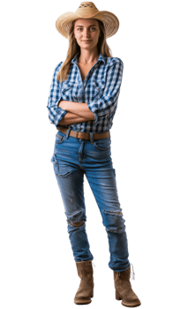 AI generated Smiling young woman in denim overalls and straw hat on transparent background png