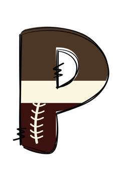 Unique Sports Themed American Football Alphabet Letters Doddle Style for Personal and Commercial Use - Customizable Doodle Patch Letters in Soft Yellow, Brown, and White Colors. png