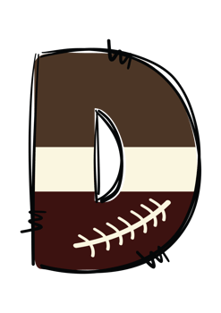 Unique Sports Themed American Football Alphabet Letters Doddle Style for Personal and Commercial Use - Customizable Doodle Patch Letters in Soft Yellow, Brown, and White Colors. png