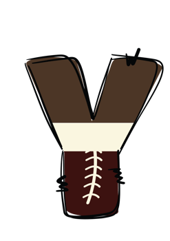 Unique Sports Themed American Football Alphabet Letters Doddle Style for Personal and Commercial Use - Customizable Doodle Patch Letters in Soft Yellow, Brown, and White Colors. png