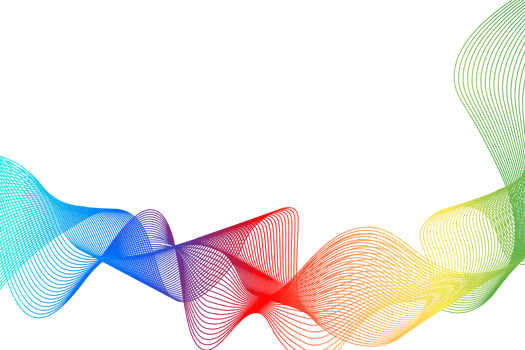 Abstract colorful wavy lines flowing on clean transparent background. PNG