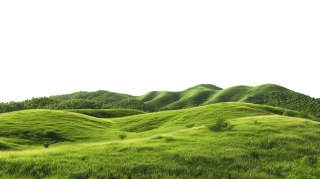 AI generated Serene green rolling hills in a peaceful countryside landscape on transparent background png