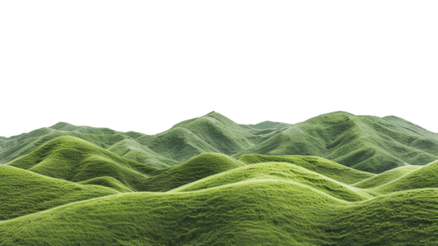 AI generated Serene green rolling hills in a peaceful countryside landscape on transparent background png