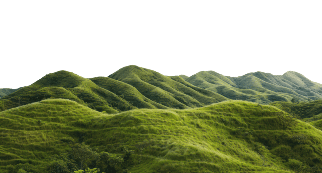 AI generated Serene green rolling hills in a peaceful countryside landscape on transparent background png