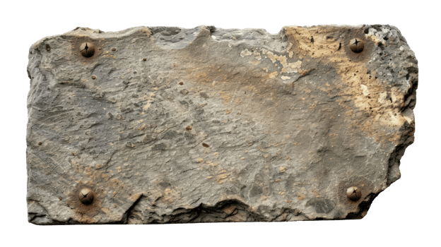 AI generated Ancient grey stone plaque with rough texture on transparent background png