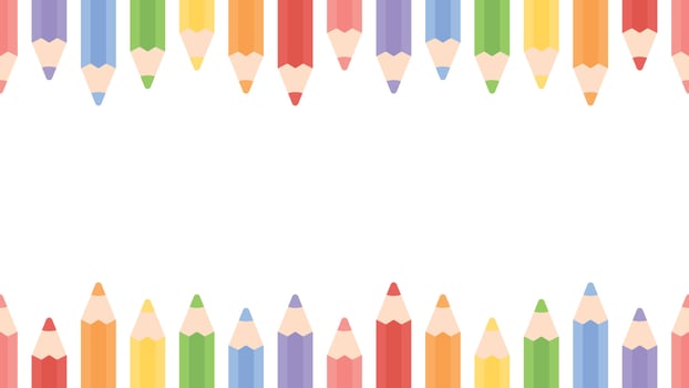 Cute pastel colored pencils bottom border seamless pattern background. Flat vector illustration. Back to school concept.