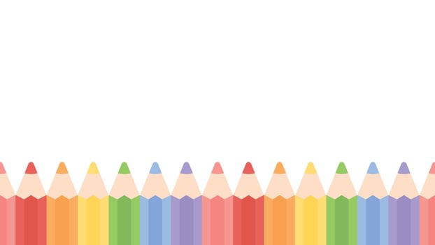 Cute pastel colored pencils bottom border seamless pattern background. Flat vector illustration. Back to school concept.