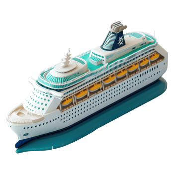AI generated Cruise ship 3d icon isolated on transparent background png