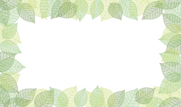 Vector Frame Illustration With Leaf Veins Silhouette Pattern Isolated On A White Background.