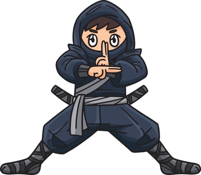 Ninja Cartoon Colored Clipart Illustration vector