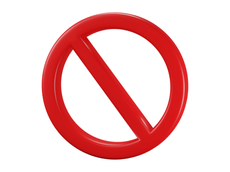 3D Render, 3D Illustration. Red prohibited sign, warning or stop symbol safety danger isolated on transparent background. png