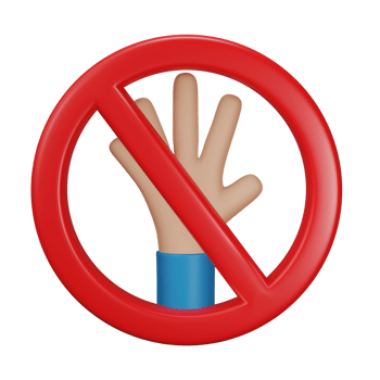 3D Render, 3D Illustration. Hand and stop symbol for prohibited activities, Stop sign, No entry, do not touch icon, Isolated on transparent background. png