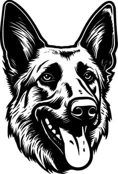 German Shepherd, Minimalist and Simple Silhouette - Vector illustration