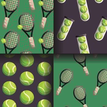 tennis sport pattern illustration set vector