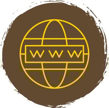 Worldwide Line Circle Yellow Icon vector