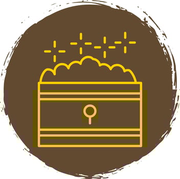 Treasure Line Circle Yellow Icon vector