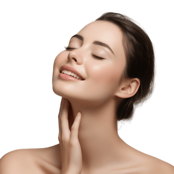 AI generated Shot of a young female touching a her soft skin against an isolated on a transparent background. png