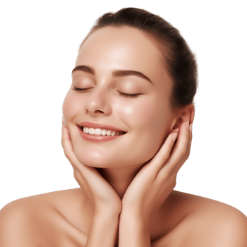 AI generated Shot of a young female touching a her soft skin against an isolated on a transparent background. png