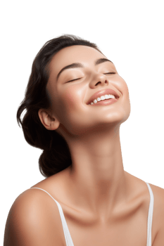 AI generated Portrait of young beautiful woman with perfect smooth skin, Perfect face, taking care after skin condition. Isolated on a transparent background. png