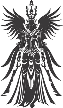 AI generated Silhouette Female Pharaoh the egypt Mythical Creature black color only vector