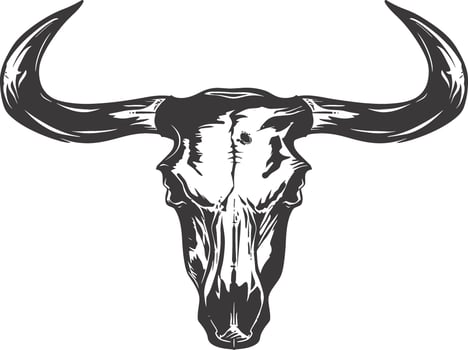 Silhouette bull head skull black color only vector