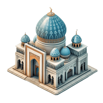 AI generated Islamic mosque 3d icon isolated on transparent background png