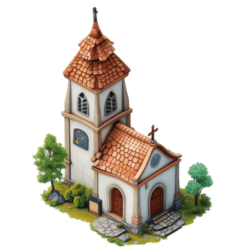 AI generated 3d isometric church isolated on transparent background png