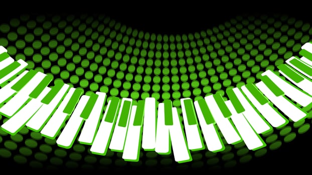 Abstract piano keys on many green dots. Used for decoration, advertising design, websites or publications, banners, posters and brochures. vector