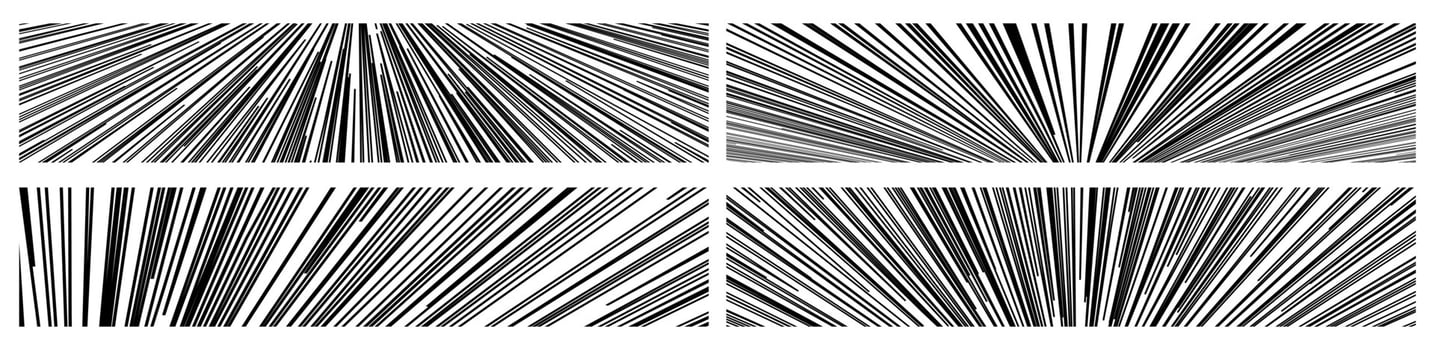 Comic book speed lines set isolated on background vector