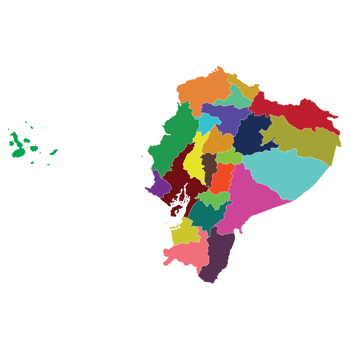 Ecuador map. Map of Ecuador in administrative provinces in multicolor png