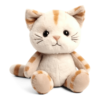 Adorable Stuffed Cat Toy sitting, kitty isolated on transparent  background, AI-Generated png